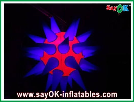 Attractive 12 Led Lighting Inflatable Star 190T Nylon Cloth Purple And Red