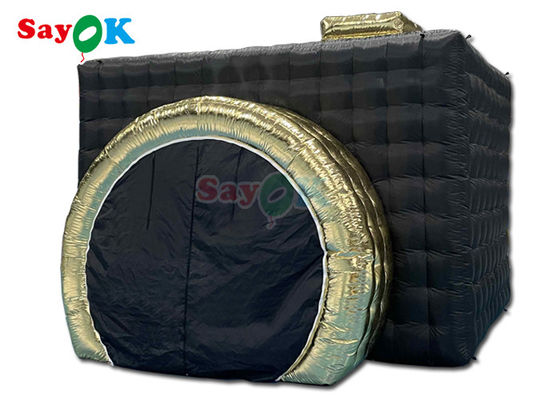 Inflatable Party Decorations Black Led Inflatable Camera Photo Booth For Commercial Exhibition