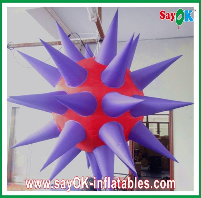 Attractive 12 Led Lighting Inflatable Star 190T Nylon Cloth Purple And Red