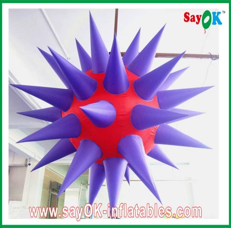 Attractive 12 Led Lighting Inflatable Star 190T Nylon Cloth Purple And Red