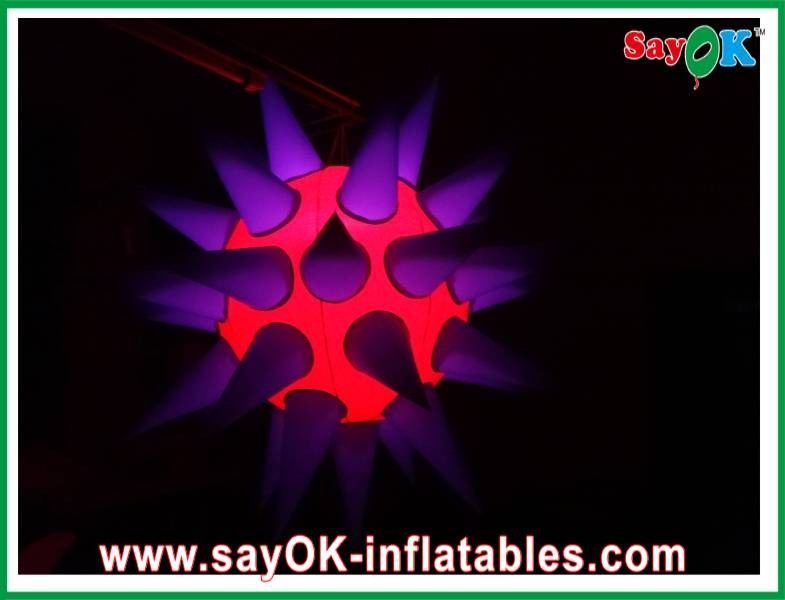 Attractive 12 Led Lighting Inflatable Star 190T Nylon Cloth Purple And Red