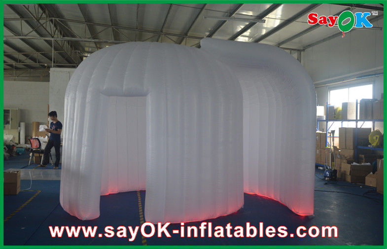 Photo Booth Decorations Giant Oxford Cloth Led Inflatable Photo Booth With 2 Doors White