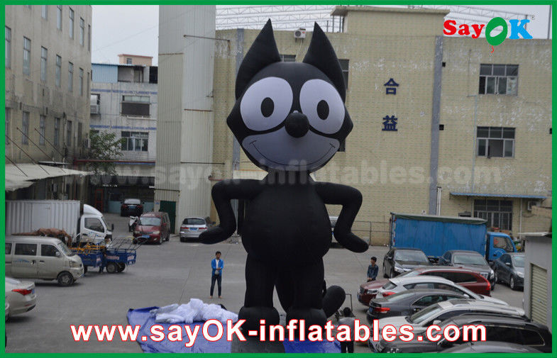 Inflatable Advertising Characters 6mH Oxford Cloth Black Inflatable Cartoon Characters , Inflatable Cat