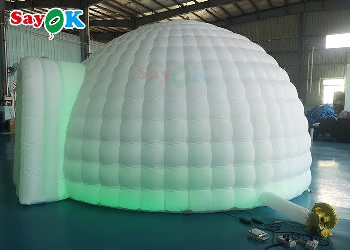 Outdoor Inflatable Tent 6x5x3.2m Pure White Inflatable Dome Tent With LED Lights