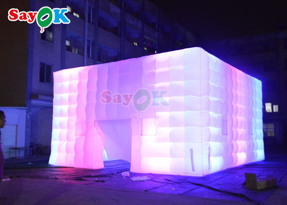 Προσαρμοσμένη Air Cube Τέντα φουσκωτή νυχτερινή λέσχη Γάμος Photo Booth με πολύχρωμο φως LED φουσκωτή ατμοσφαιρική σκηνή